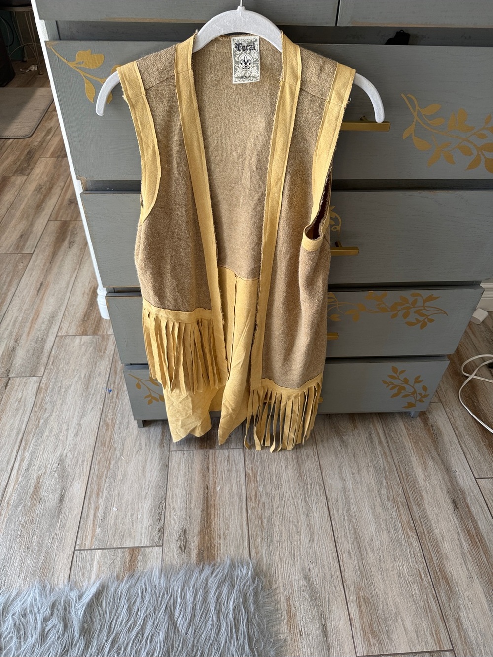 Corral Yellow and Tan Fringe Vest Kids Costume